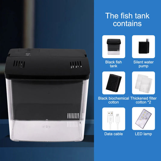 Silent Mini Desktop Betta Fish Tank with LED & Filter | Canada