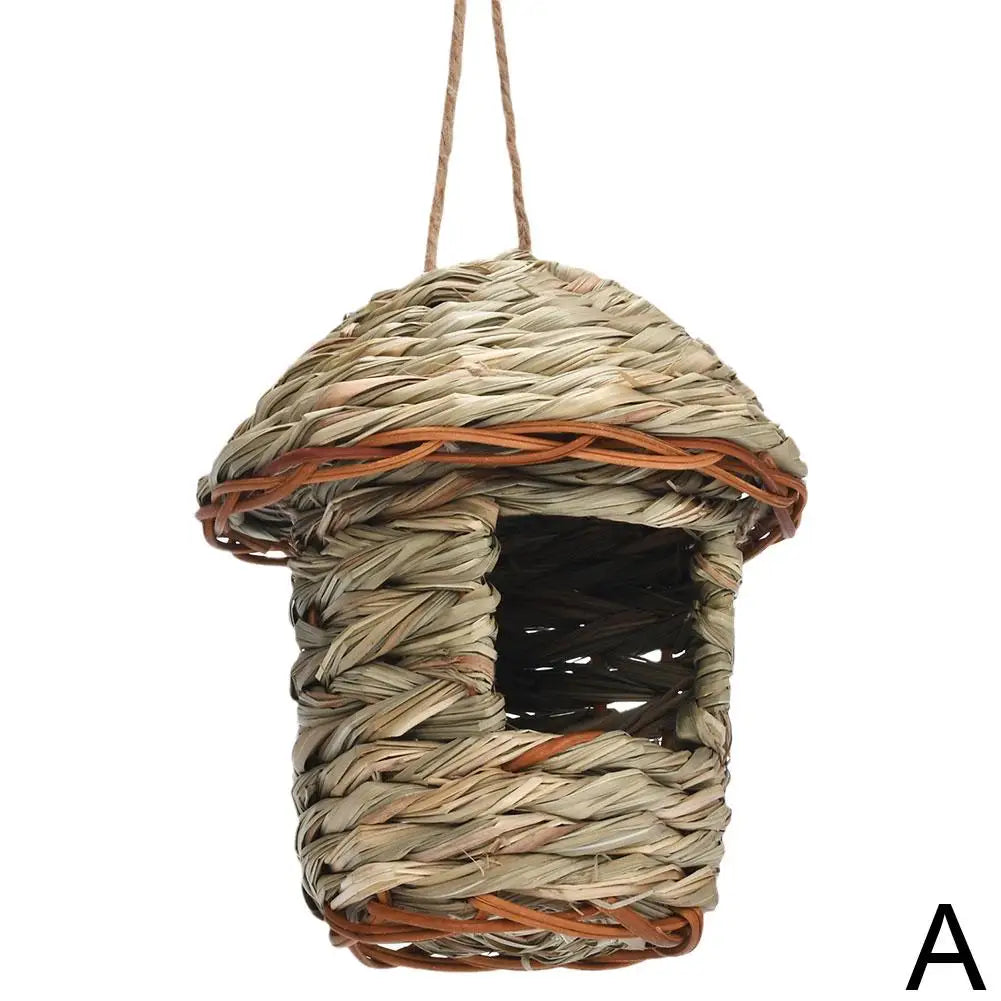 Handwoven Straw Bird Nest for Outdoor Canadian Garden & Small Birds