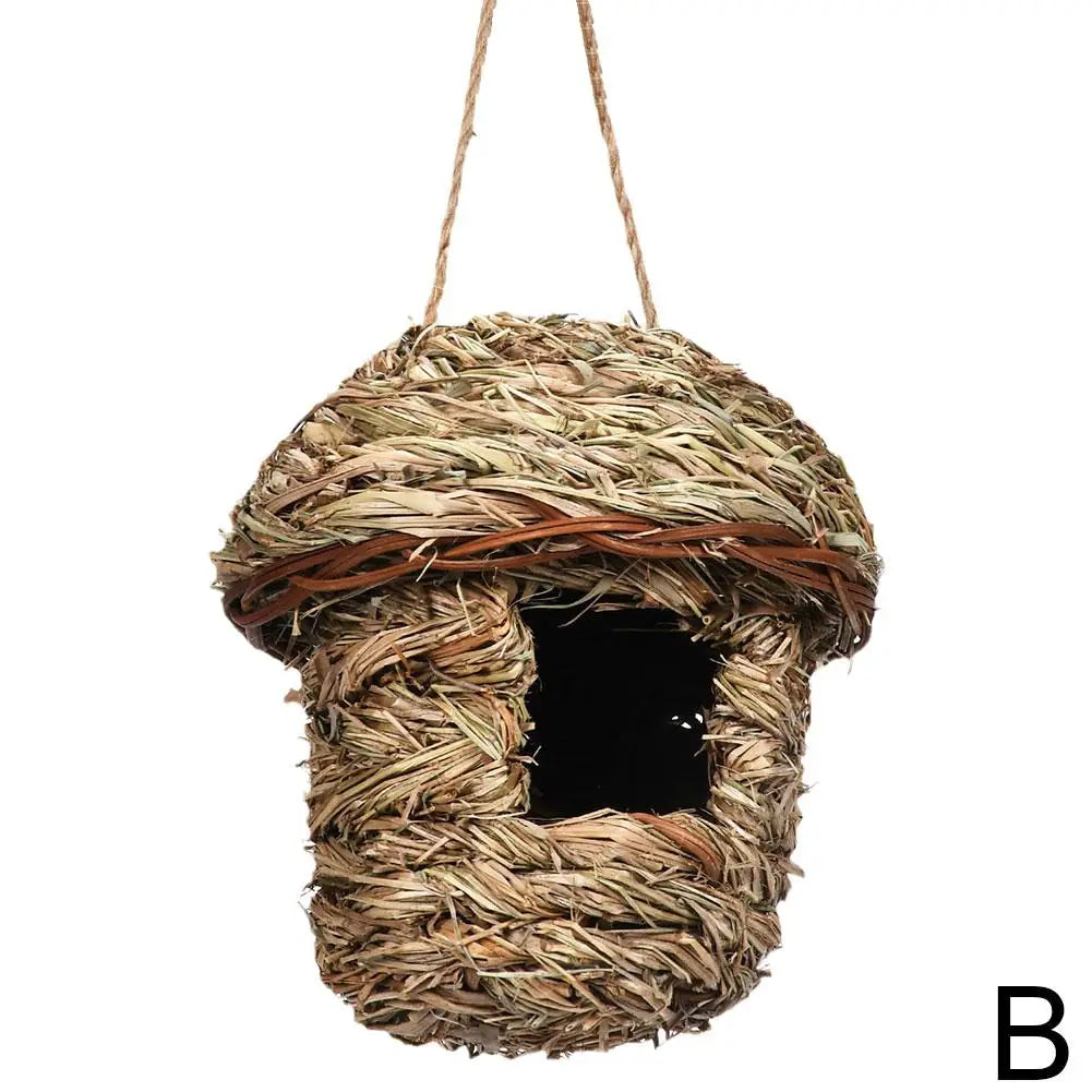 Handwoven Straw Bird Nest for Outdoor Canadian Garden & Small Birds
