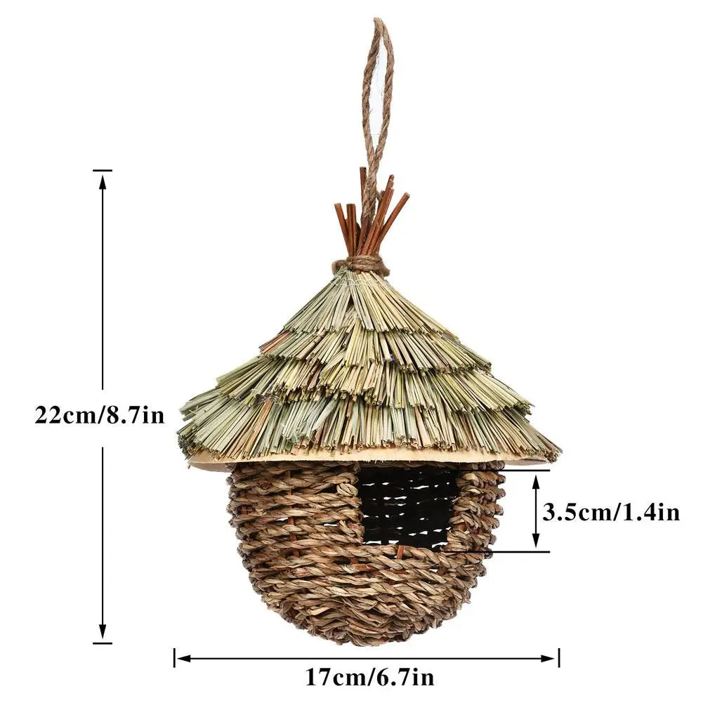 Handwoven Straw Bird Nest for Outdoor Canadian Garden & Small Birds