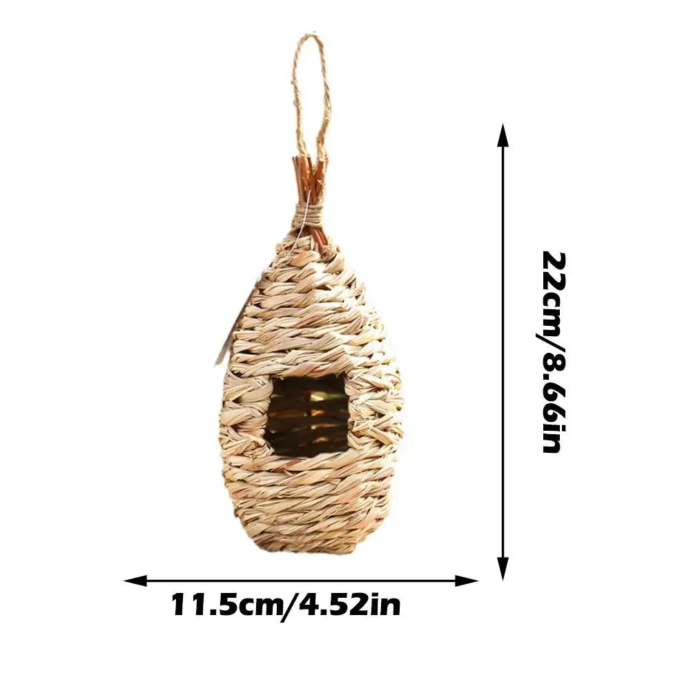 Handwoven Straw Bird Nest for Outdoor Canadian Garden & Small Birds