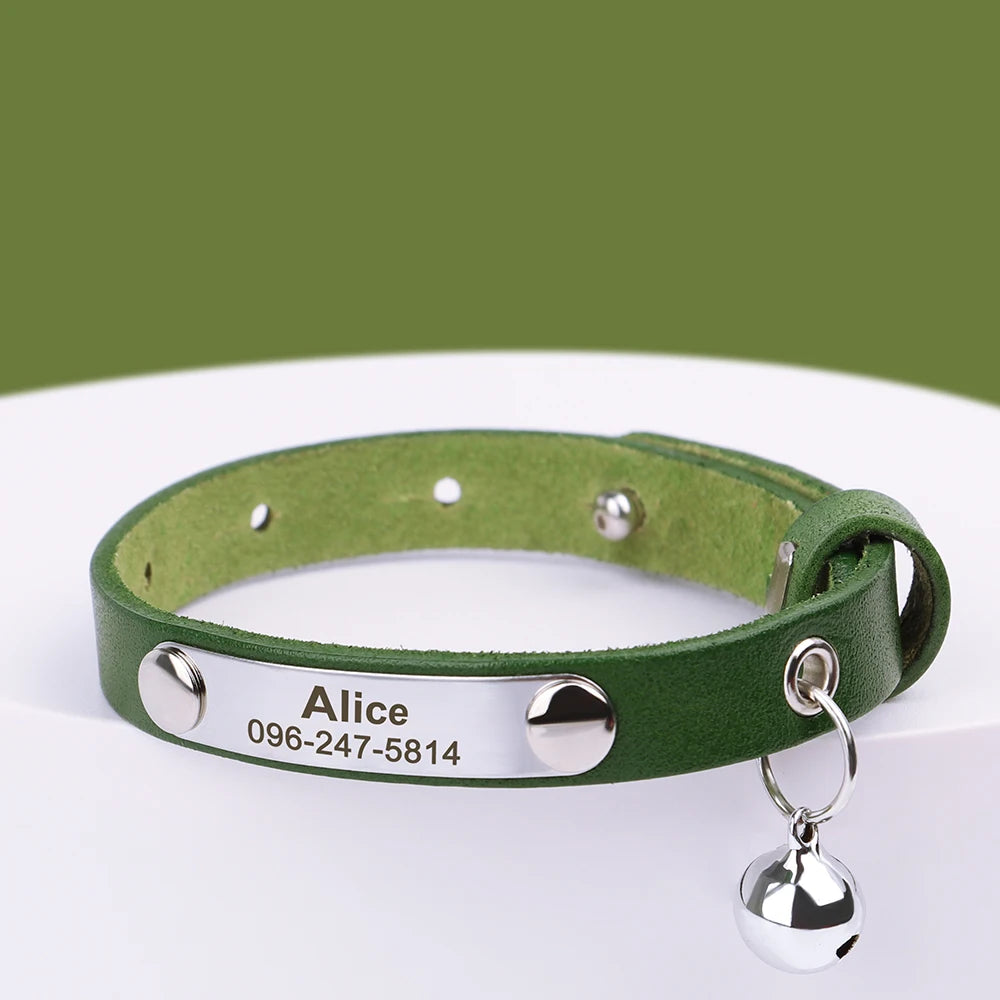 Personalized Leather Cat Collar - Engraved Name & Anti-Lost Canada