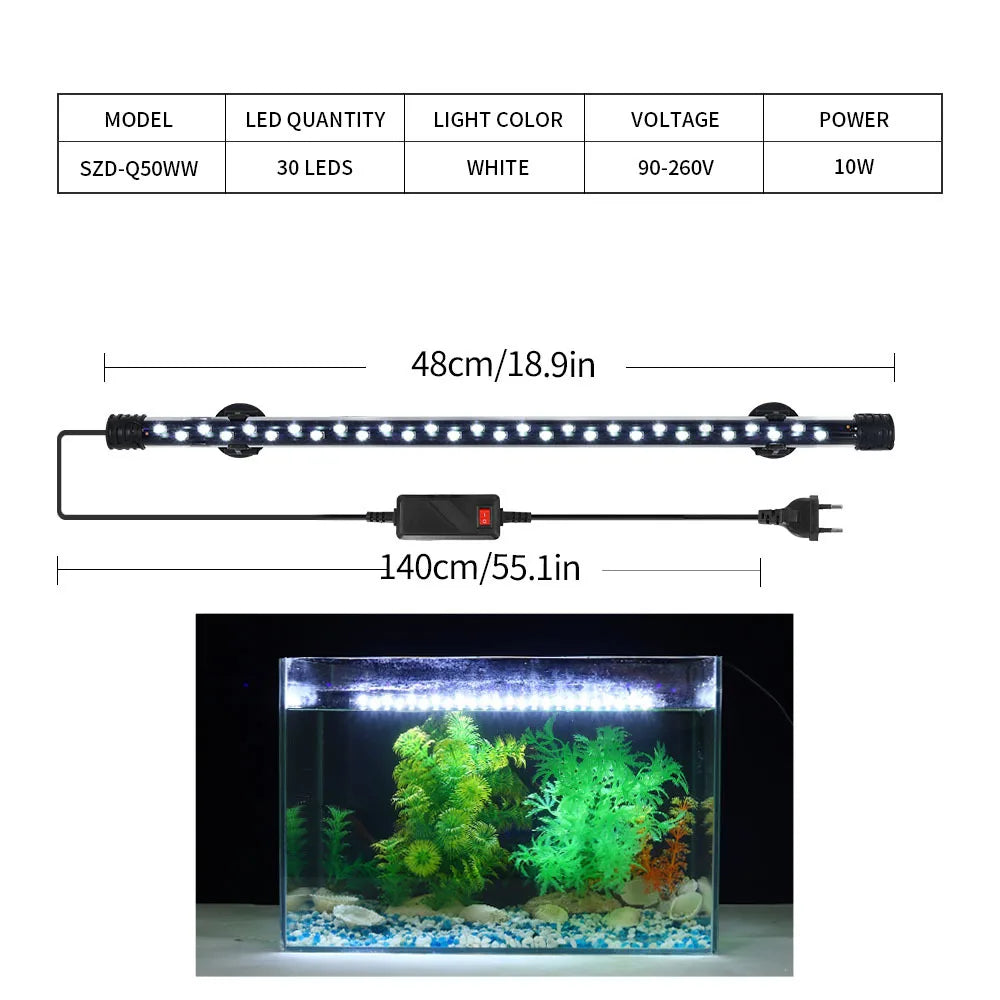 Aquarium LED Clip Light | Waterproof Fish Tank Plant Grow Lamp 18-58cm
