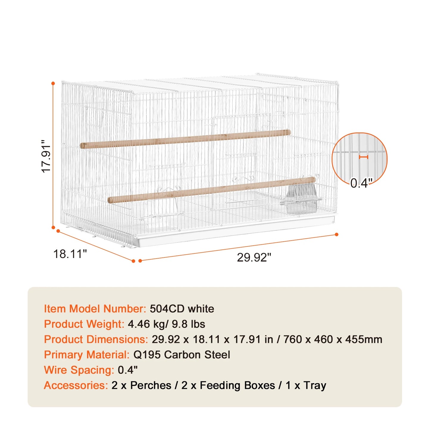 SucceBuy 30" Divided Stackable Bird Cage | Small Birds
