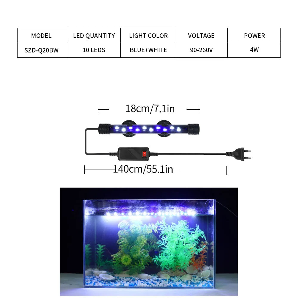 Aquarium LED Clip Light | Waterproof Fish Tank Plant Grow Lamp 18-58cm