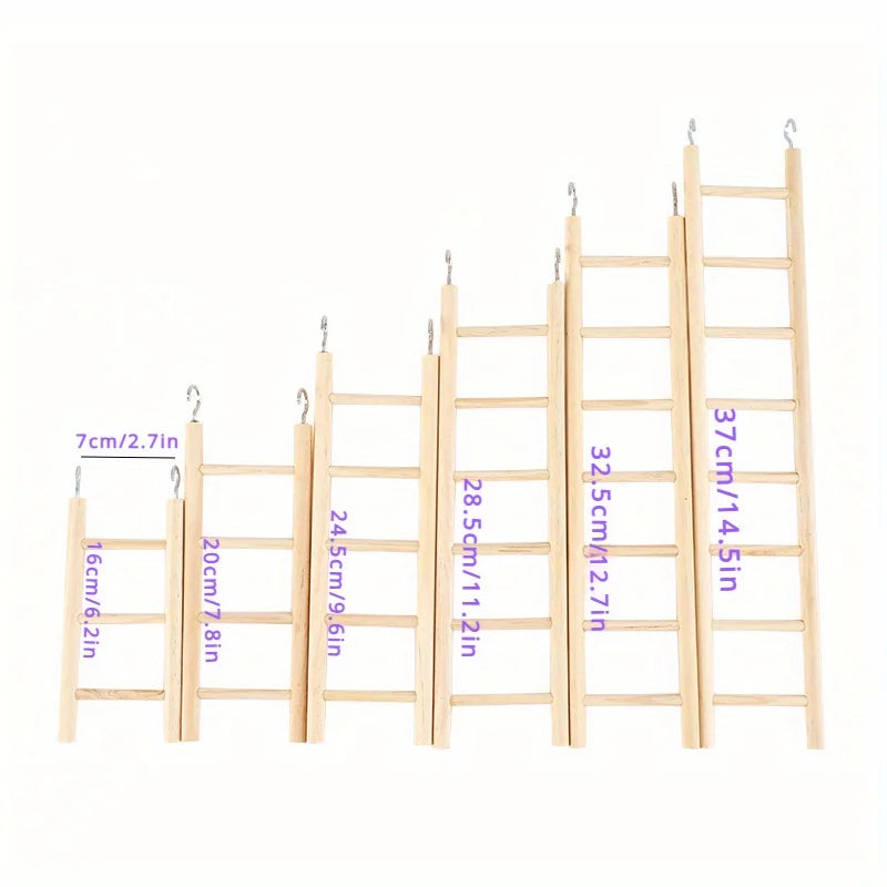 Durable Wooden Parrot Climbing Ladder Toy | Solid Bird Stand