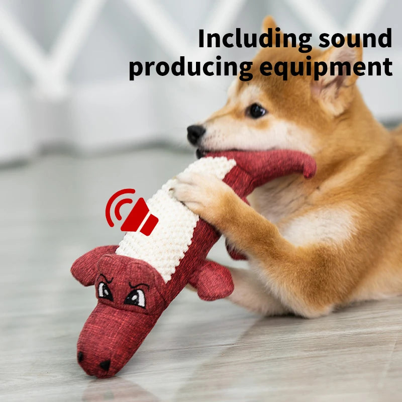 Interactive Alligator Plush Dog Toy - Sound & Teeth Training