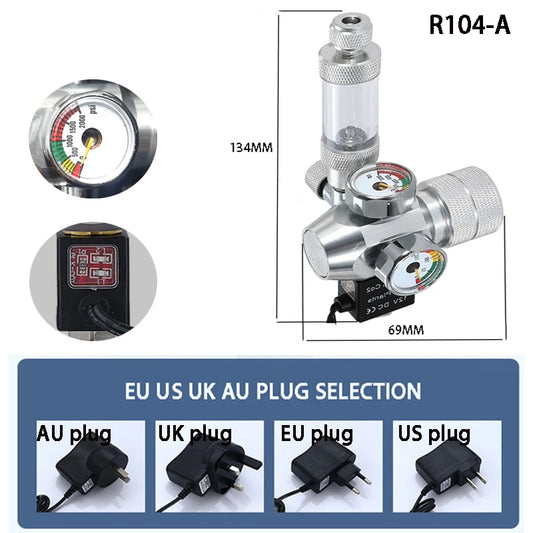 ZRDR 2024 Aquarium CO2 Regulator Kit w/ Solenoid & Counter