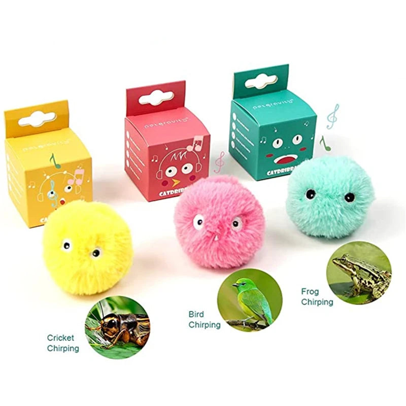 Smart Interactive Plush Cat Sound Toy Ball | Catnip Ready