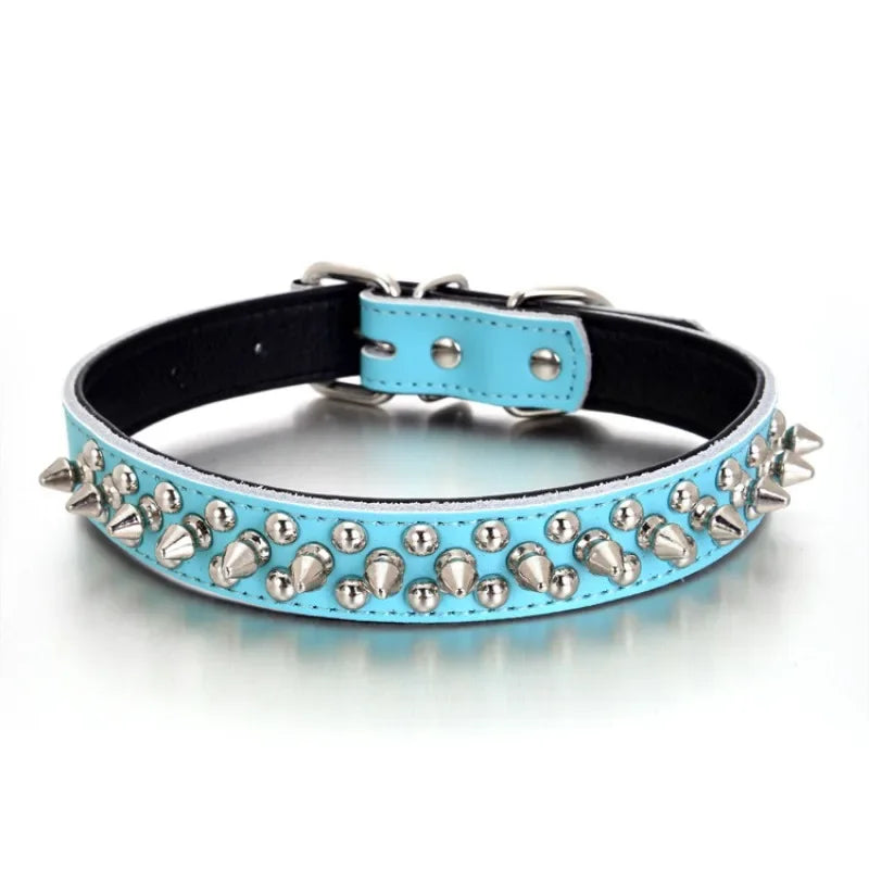 Anti-Bite Leather Pet Collar with Bullet-Proof Rivets