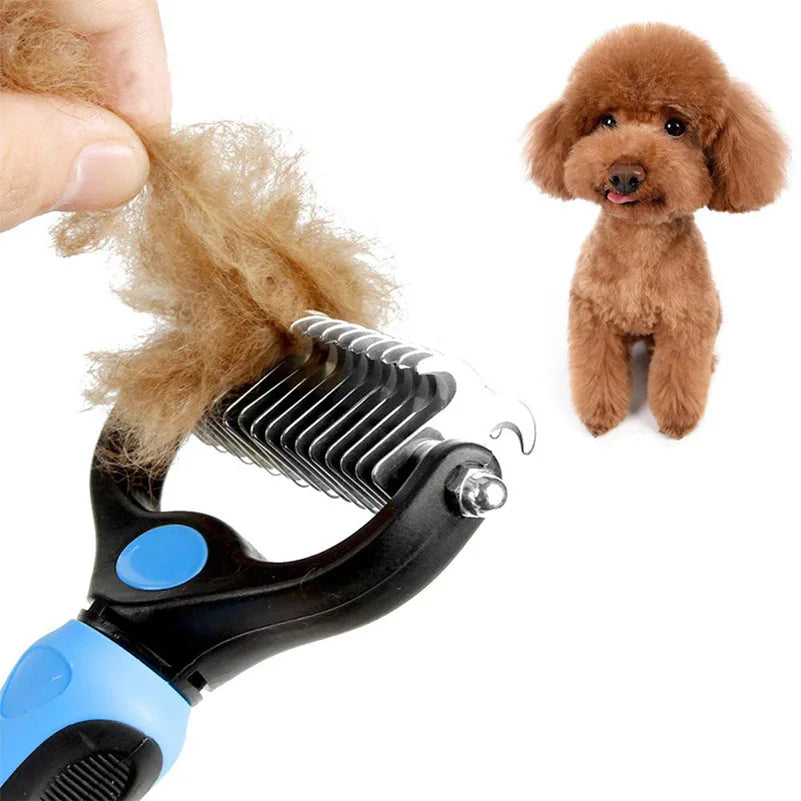 Pet Deshedding Brush | Dog & Cat Fur Remover & Knot Cutter