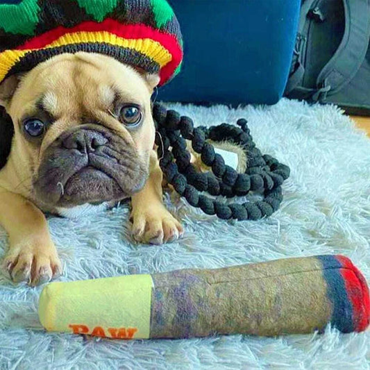 Funny Cigar Dog Toy - Interactive Plush Squeaky Chew