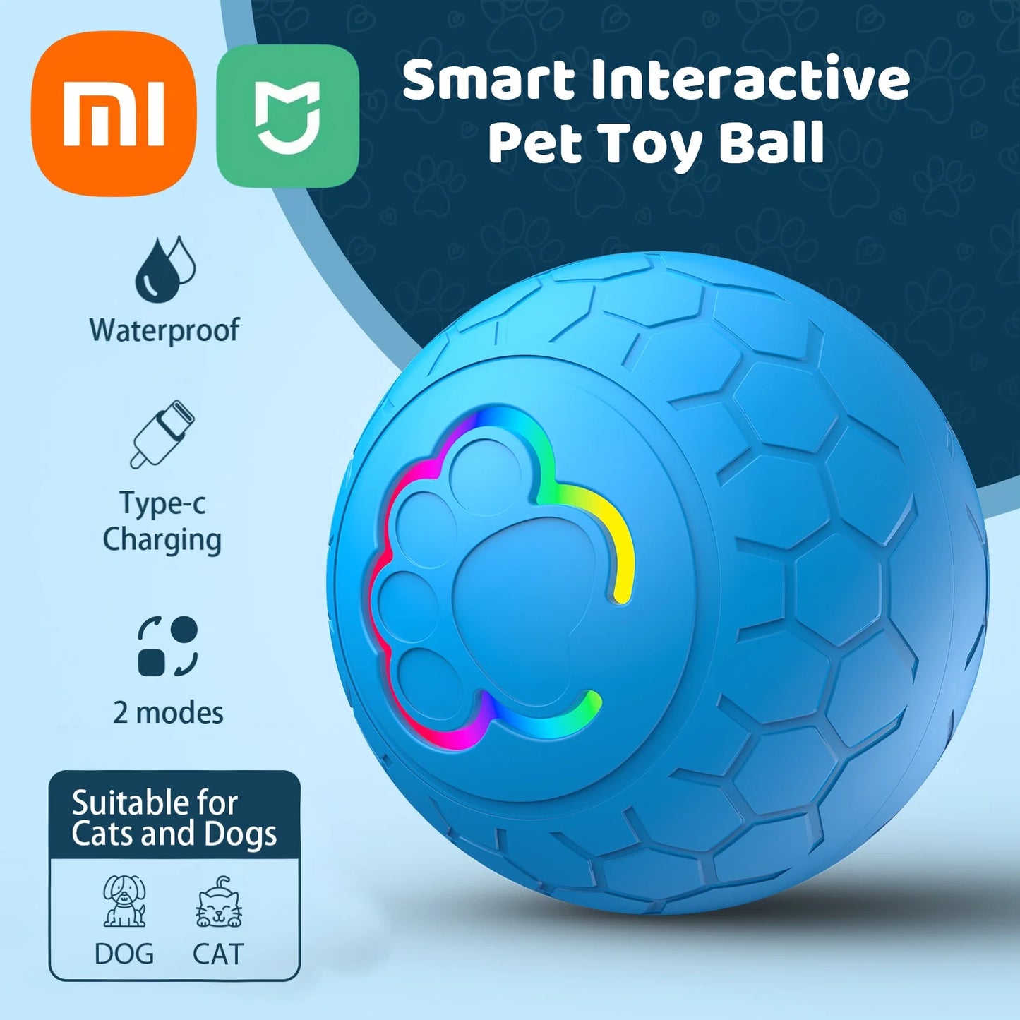 Xiaomi Smart Pet Ball: LED Auto-Bounce Dog & Cat Toy