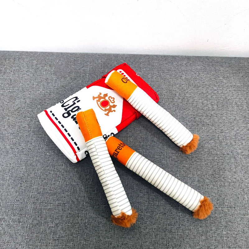 Funny Cigarette Box Dog Toy Interactive Plush & Chew