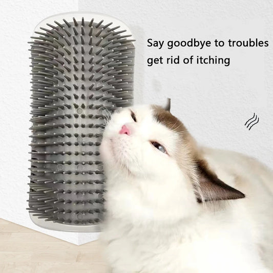 Wall Corner Cat Self Groomer Brush with Catnip & Massager