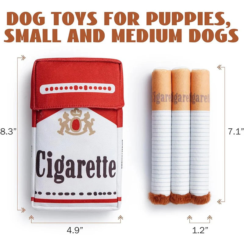 Funny Cigarette Box Dog Toy Interactive Plush & Chew