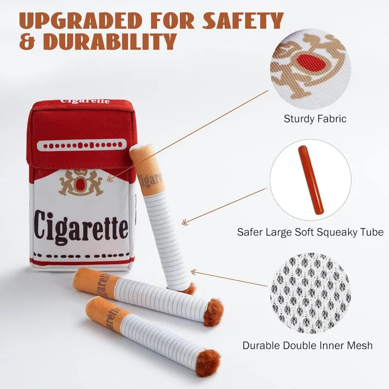 Funny Cigarette Box Dog Toy Interactive Plush & Chew