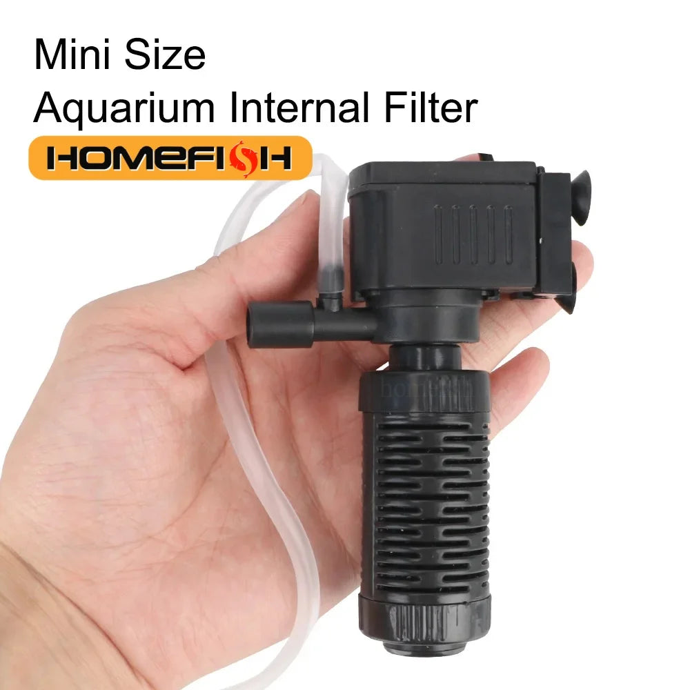 3-in-1 Mini Aquarium Filter & Oxygenator | Submersible Fish Tank Purifier