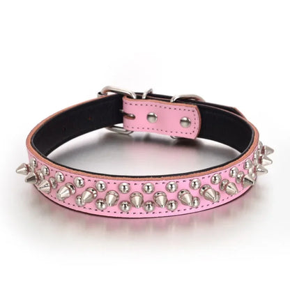 Anti-Bite Leather Pet Collar with Bullet-Proof Rivets