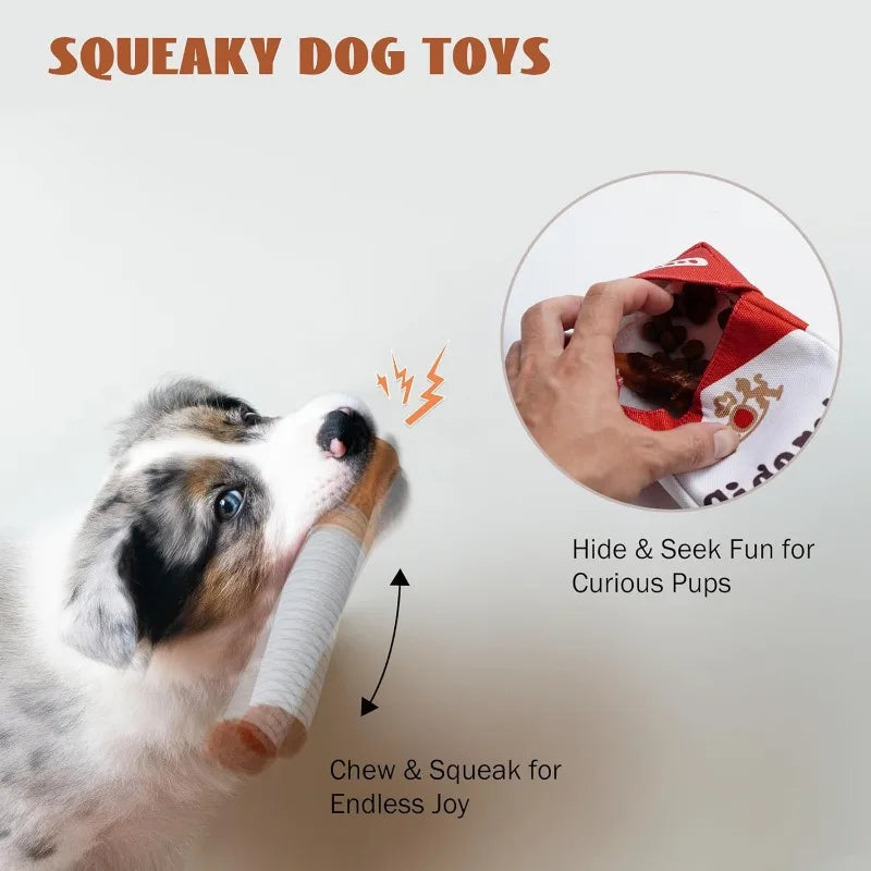 Funny Cigarette Box Dog Toy Interactive Plush & Chew