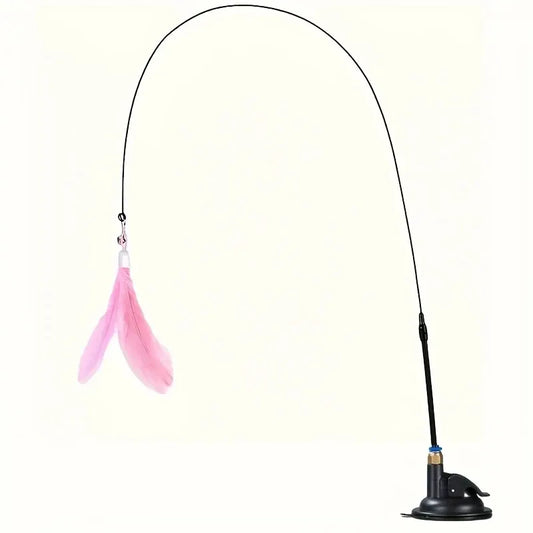 Interactive Cat Teaser Toy | Suction Cup Feather Bell Wand