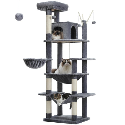 Tall Multi-Level Cat Tree Tower for Multiple Indoor Cats w/ Condo