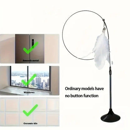Interactive Cat Teaser Toy | Suction Cup Feather Bell Wand