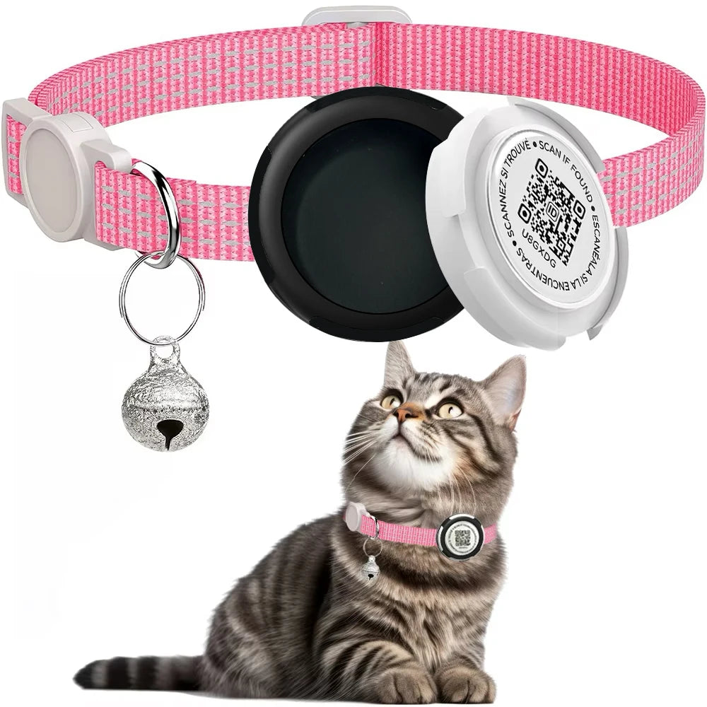 Airtag Cat Collar for Easy Tracking & Safety - Reflective QR ID