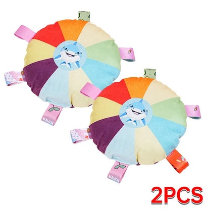 Rainbow Plush Flying Disc Dog Toy Interactive Chew & Fun