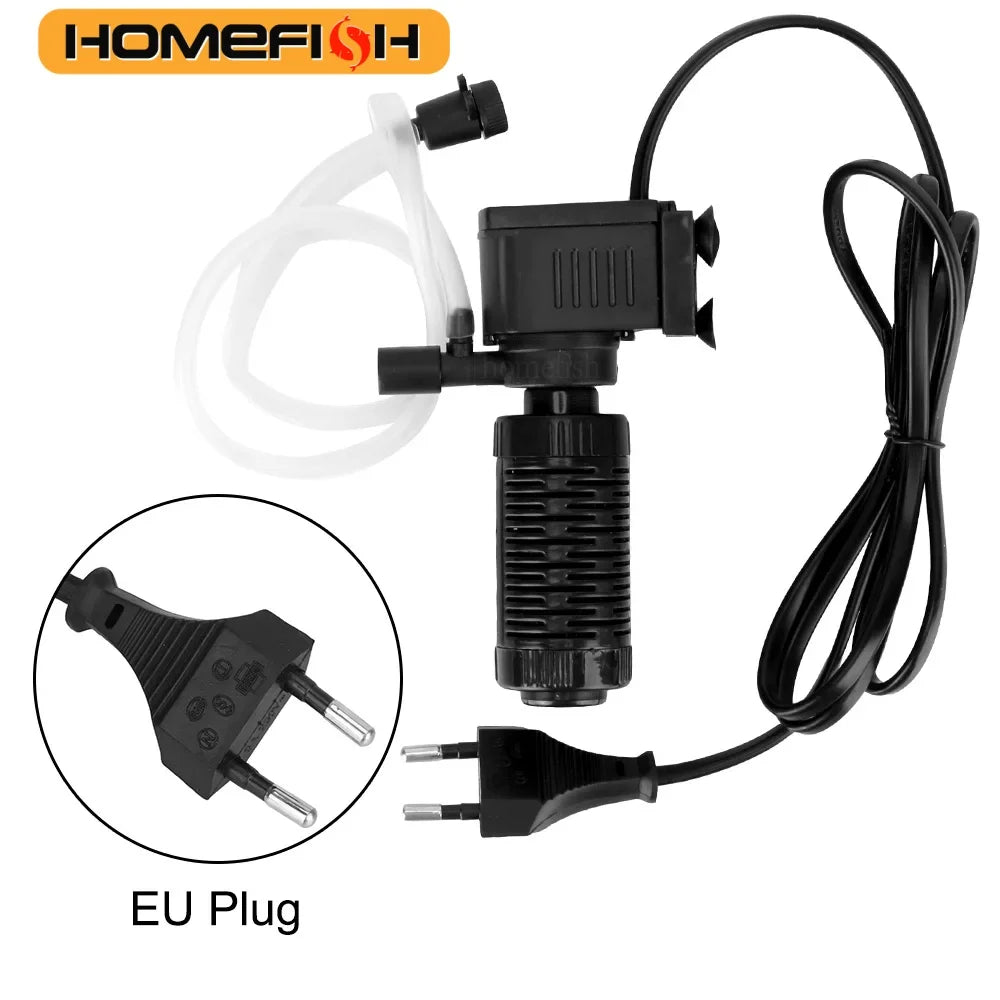 3-in-1 Mini Aquarium Filter & Oxygenator | Submersible Fish Tank Purifier