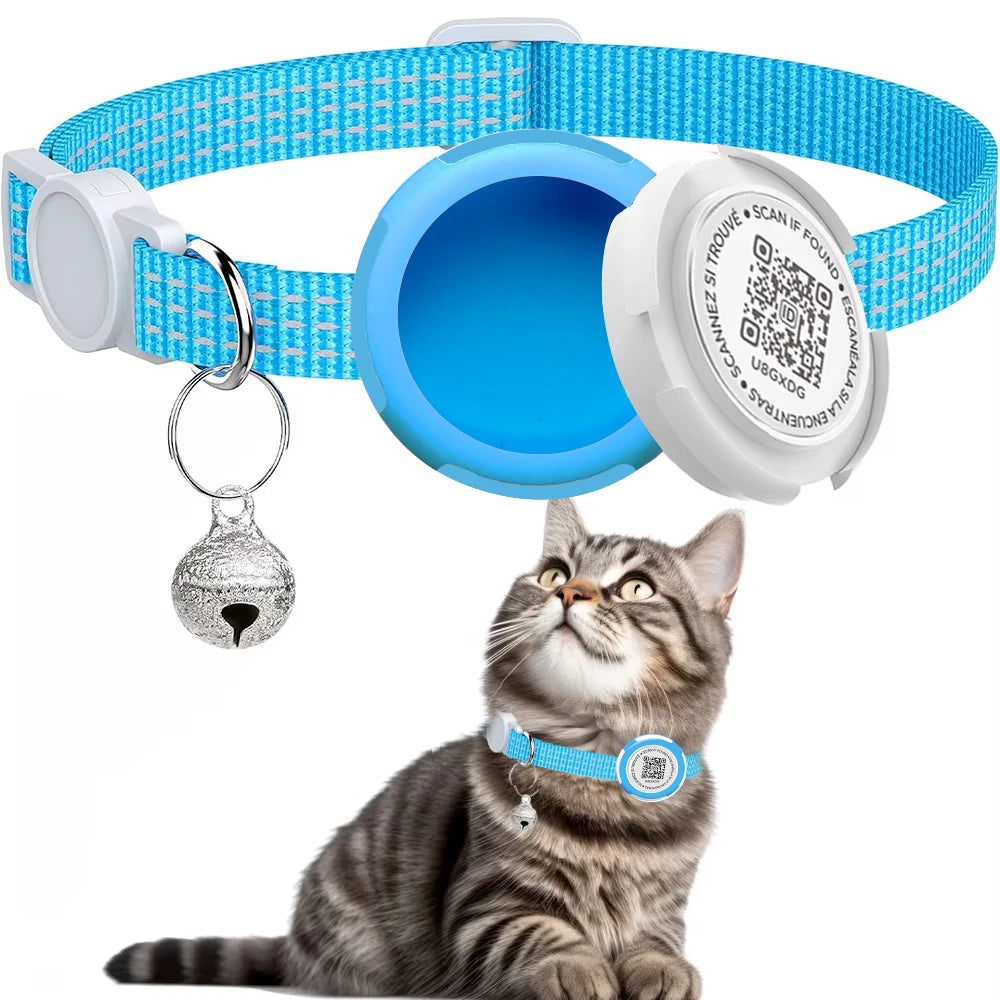 Airtag Cat Collar for Easy Tracking & Safety - Reflective QR ID