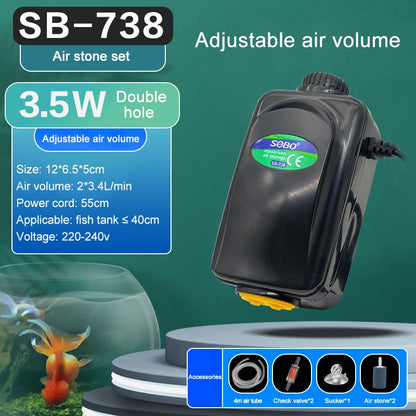 SOBO Silent Adjustable High Power Aquarium Air Pump Oxygenator
