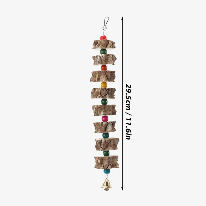 Natural Wooden Parrot Chew Toy | Safe Bird Cage Enrichment Canada