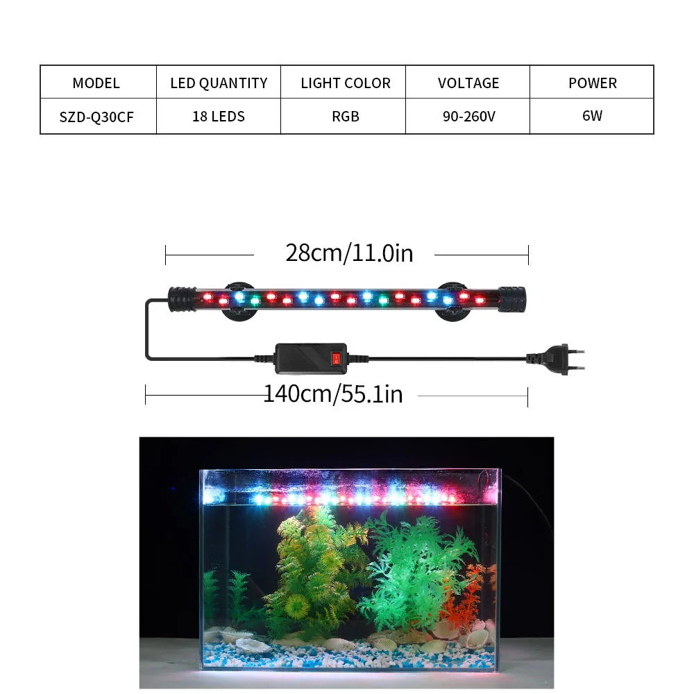 Aquarium LED Clip Light | Waterproof Fish Tank Plant Grow Lamp 18-58cm
