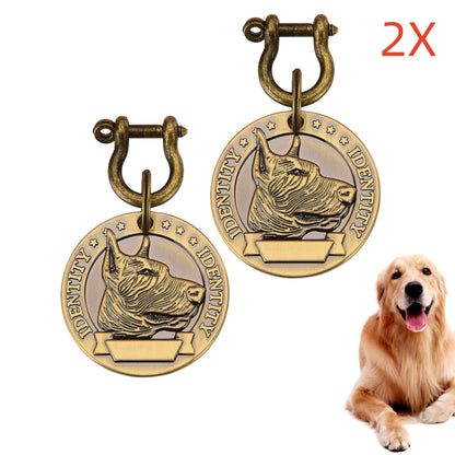 Custom Engraved Bronze Dog ID Tag | Personalized Pet Nameplate