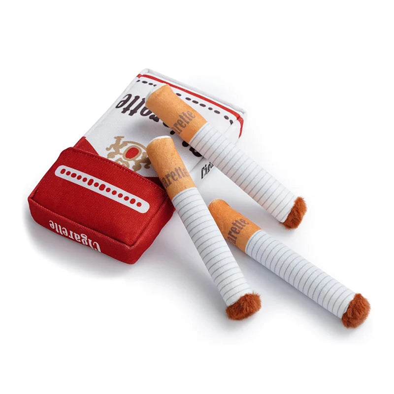 Funny Cigarette Box Dog Toy Interactive Plush & Chew
