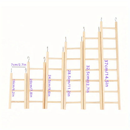 Durable Wooden Parrot Climbing Ladder Toy | Solid Bird Stand